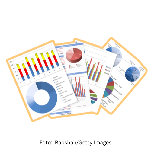 Das Bild zeigt mehrere Dokumente. Auf diesen sind abstrakte Grafiken und Diagramme abgebildet.