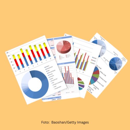 Das Bild zeigt mehrere Dokumente. Auf diesen sind abstrakte Grafiken und Diagramme abgebildet.