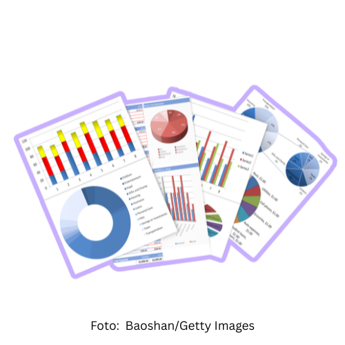 Das Bild zeigt mehrere Dokumente. Auf diesen sind abstrakte Grafiken und Diagramme abgebildet.