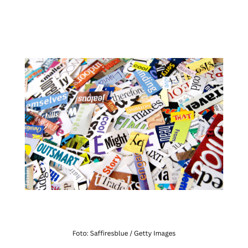 viele bunte Magazine mit großen Überschriften 